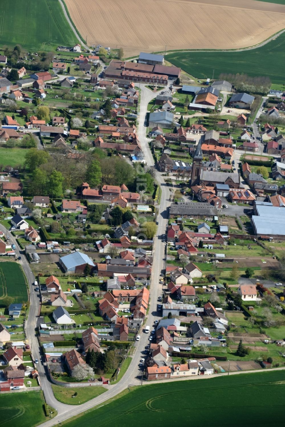 Le Hamel from above - Village view of Le Hamel in Nord-Pas-de-Calais Picardy, France