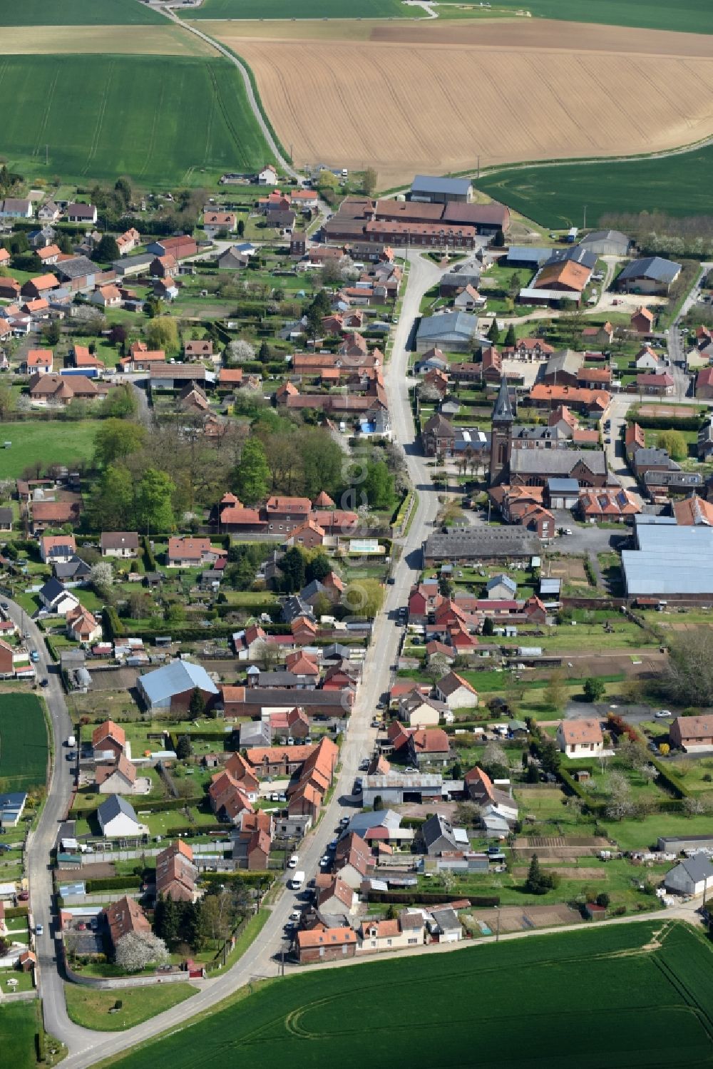 Le Hamel from the bird's eye view: Village view of Le Hamel in Nord-Pas-de-Calais Picardy, France