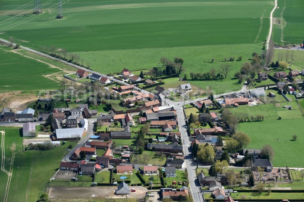 Hannescamps from above - Village view of Hannescamps in Nord-Pas-de-Calais Picardy, France