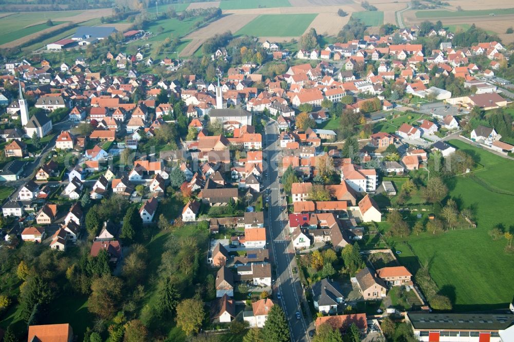 Aerial image Hatten - Village view in Hatten in Grand Est, France