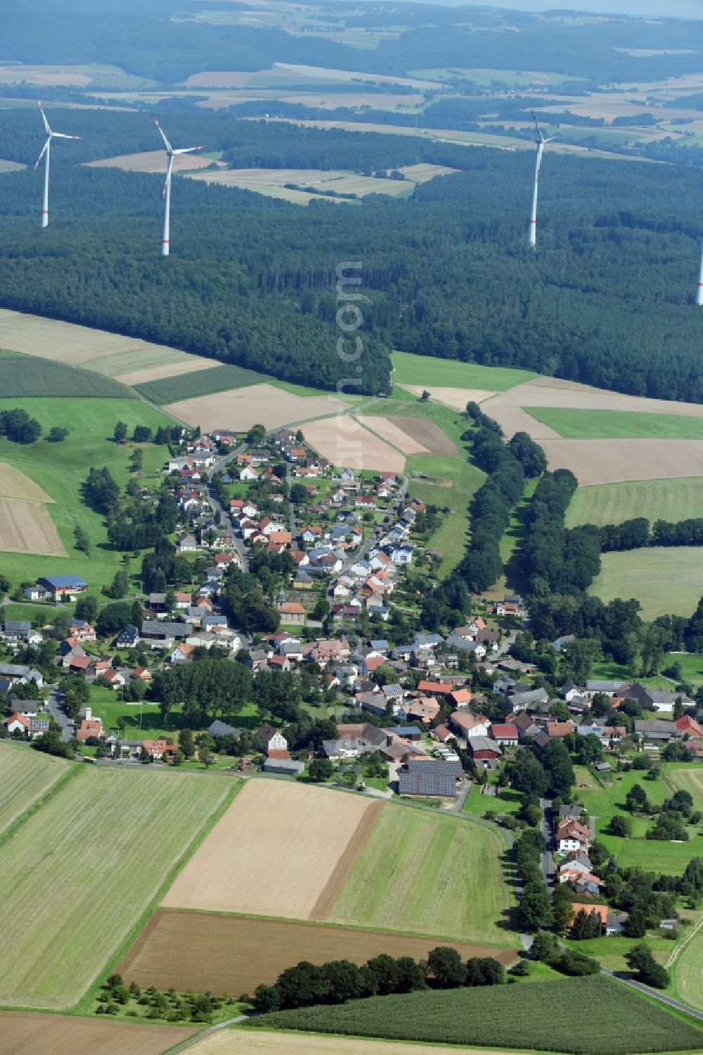 Hattendorf from the bird's eye view: Village view in Hattendorf in the state Hesse, Germany