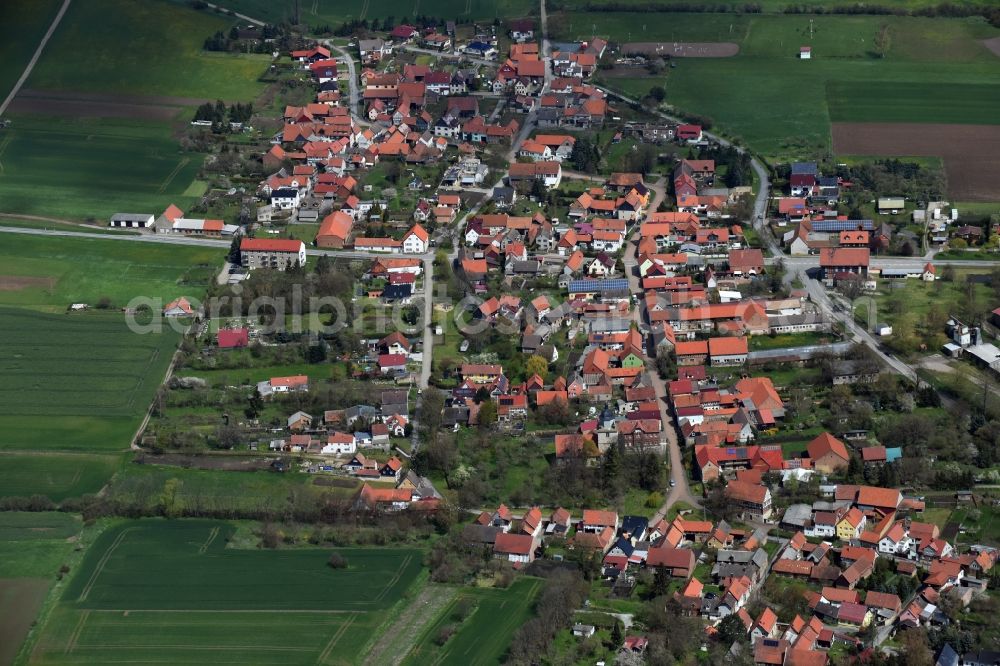 Helbedündorf from above - Village view of Helbeduendorf in the state Thuringia