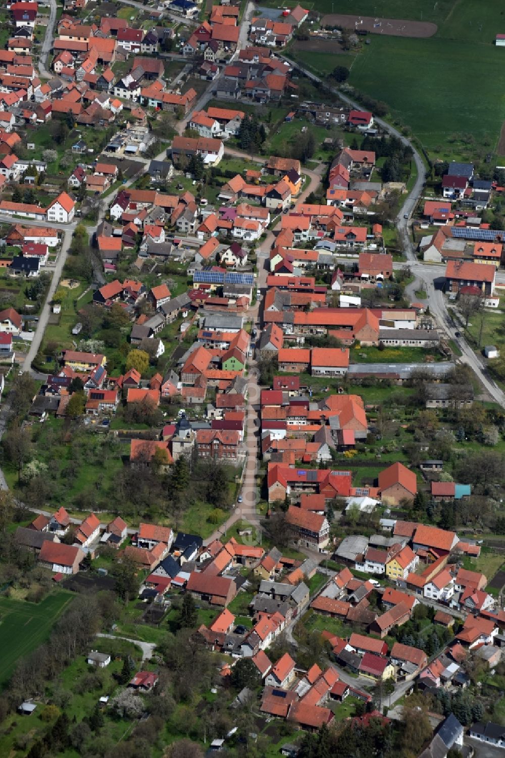 Aerial photograph Helbedündorf - Village view of Helbeduendorf in the state Thuringia