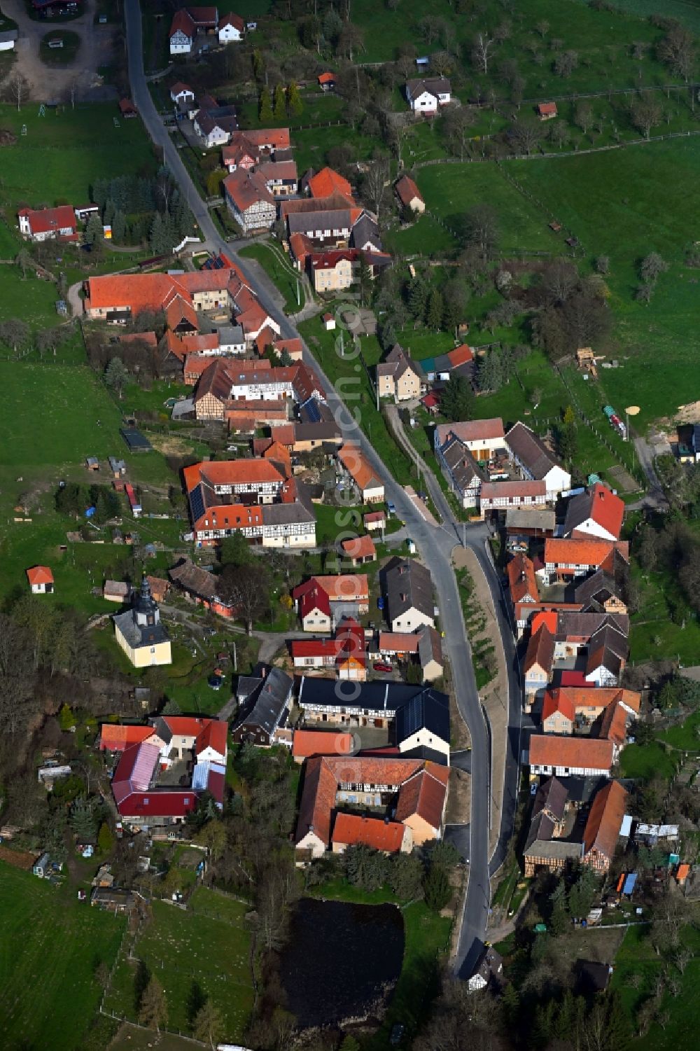 Aerial image Hellborn - Village view in Hellborn in the state Thuringia, Germany