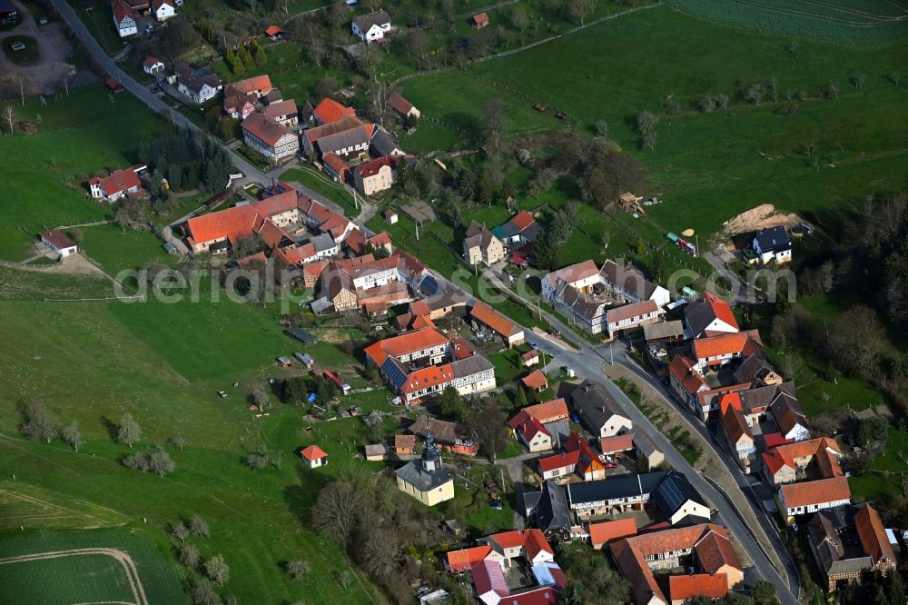 Hellborn from above - Village view in Hellborn in the state Thuringia, Germany