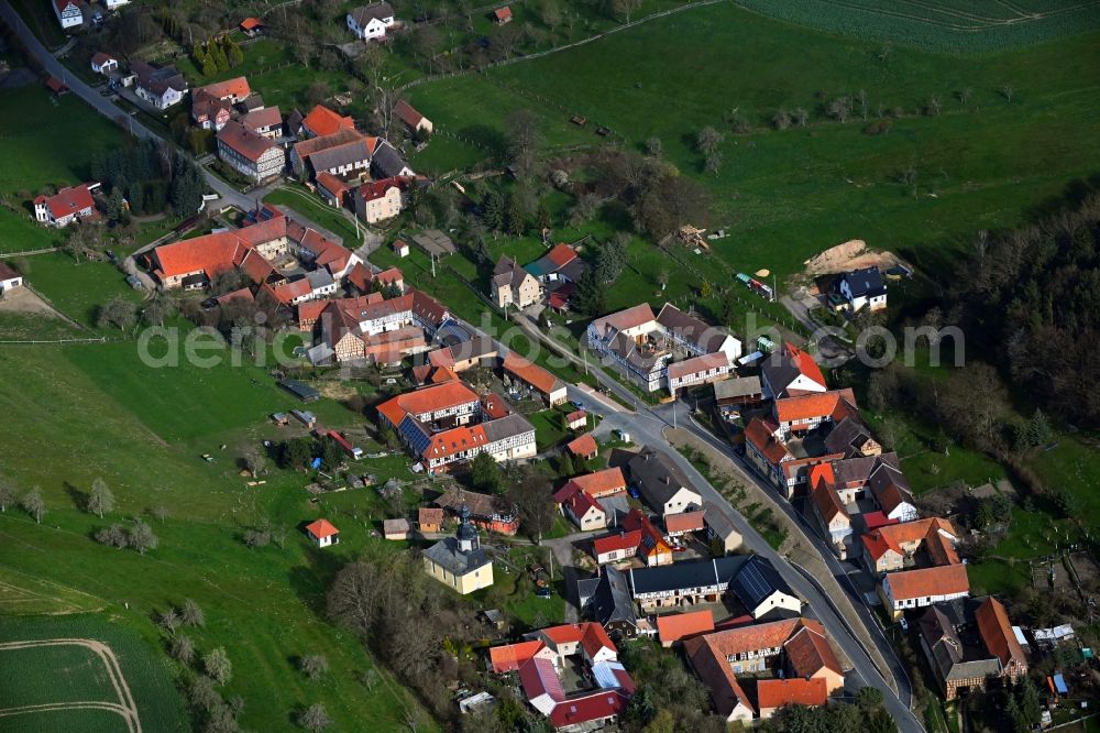 Hellborn from the bird's eye view: Village view in Hellborn in the state Thuringia, Germany