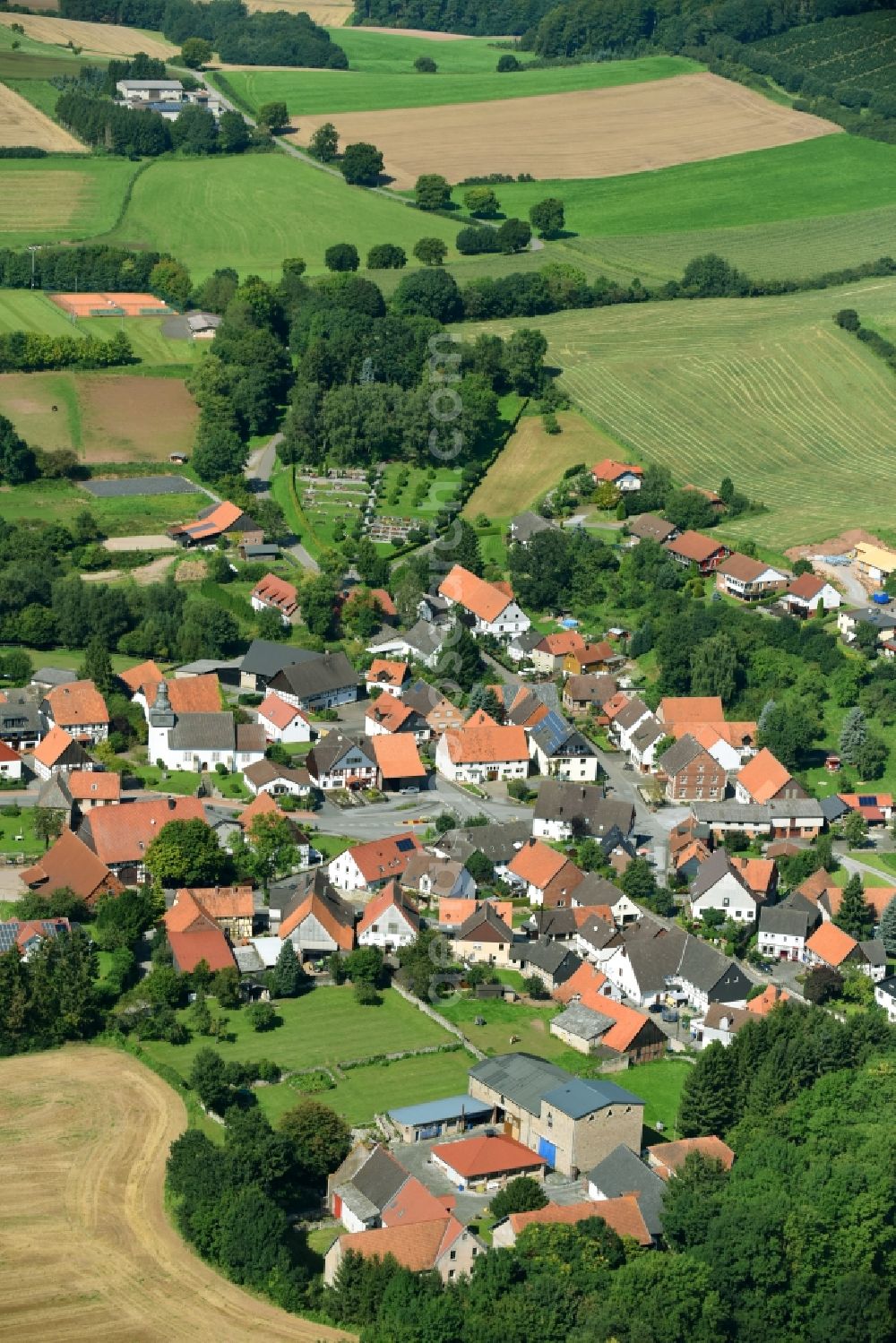 Aerial image Helmighausen - Village view in Helmighausen in the state Hesse, Germany