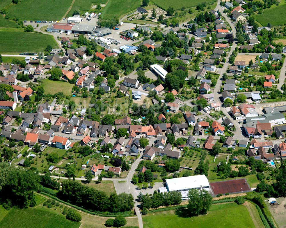 Aerial photograph Helmlingen - Village view on street Dorfstrasse in Helmlingen in the state Baden-Wuerttemberg, Germany