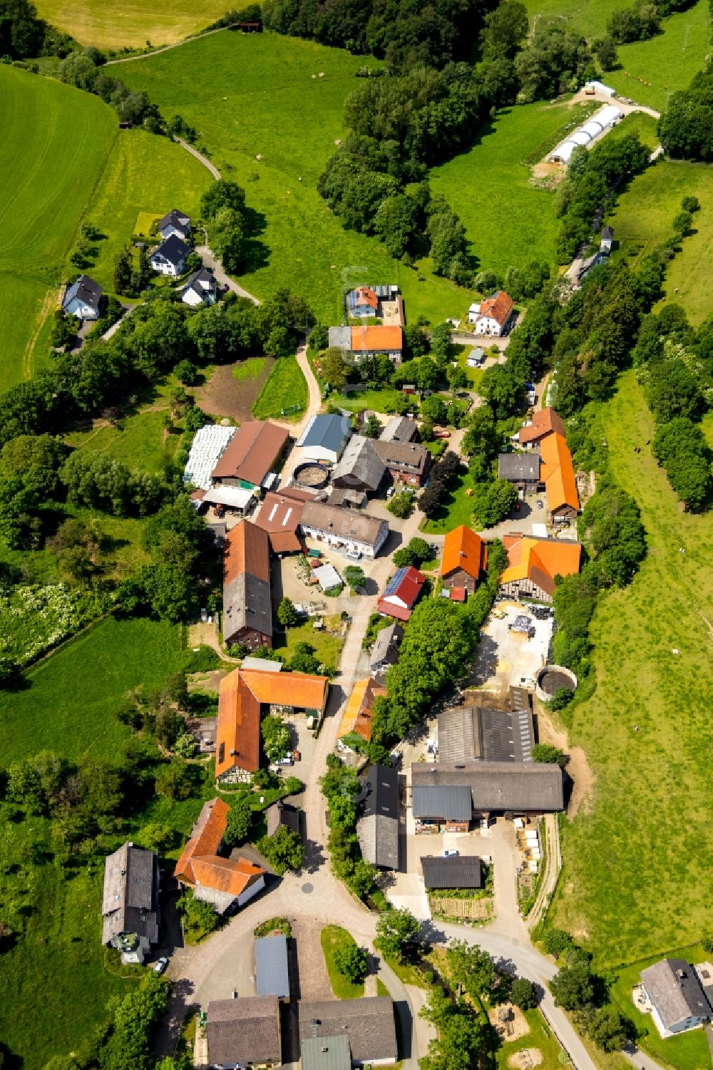 Hemmighausen from the bird's eye view: Village view in Hemmighausen in the state Hesse, Germany