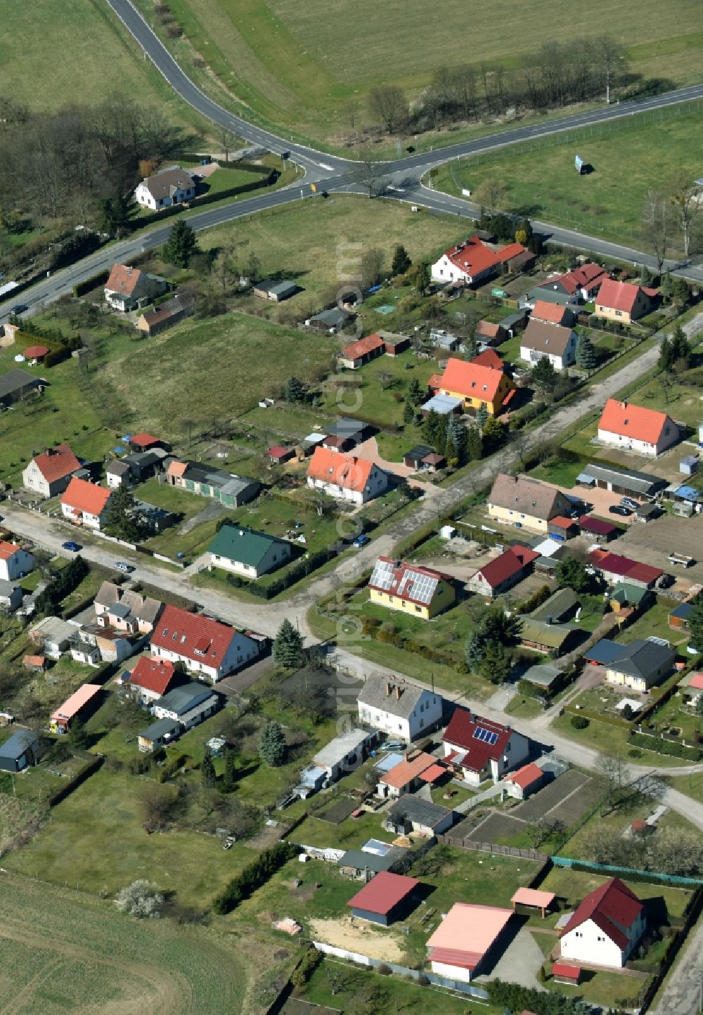 Aerial image Höhenland - Village view of Hoehenland in the state Brandenburg