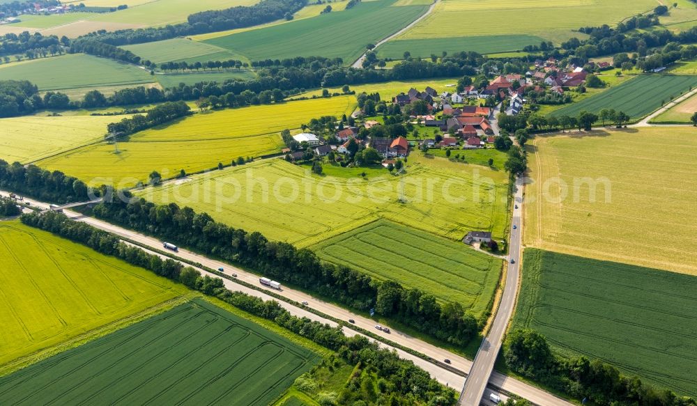 Aerial image Hiddingsen - Village view in Hiddingsen in the state North Rhine-Westphalia, Germany