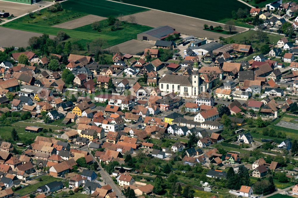 Aerial photograph Hilsenheim - Village view in Hilsenheim in Grand Est, France