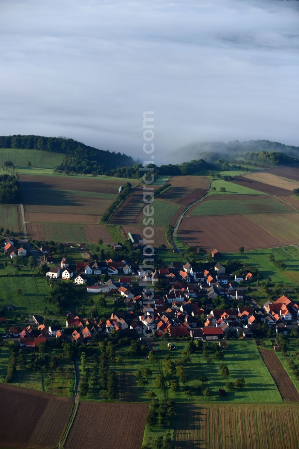 Hitzerode from the bird's eye view: Village view in Hitzerode in the state Hesse, Germany