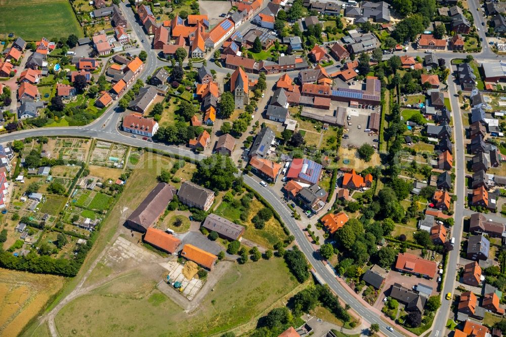 Hoetmar from above - Village view in Hoetmar in the state North Rhine-Westphalia, Germany