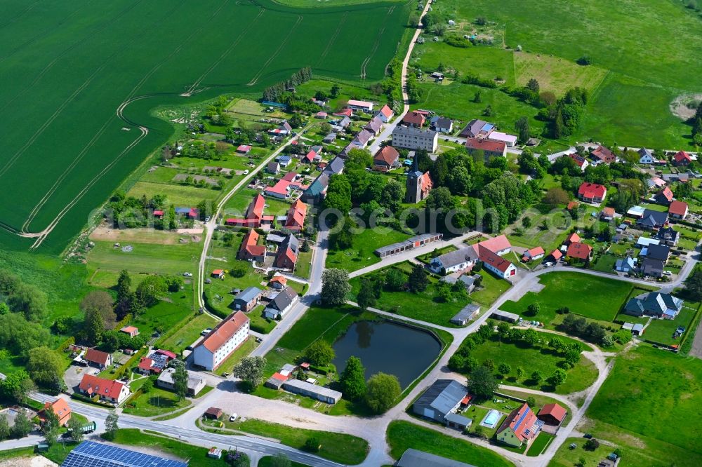 Aerial image Hohen-Demzin - Village view on B108 in Hohen-Demzin in the state Mecklenburg - Western Pomerania, Germany