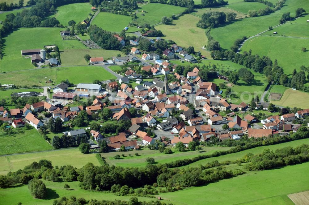 Hohenzell from above - Village view in Hohenzell in the state Hesse, Germany