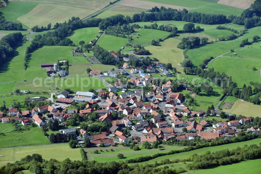 Hohenzell from the bird's eye view: Village view in Hohenzell in the state Hesse, Germany