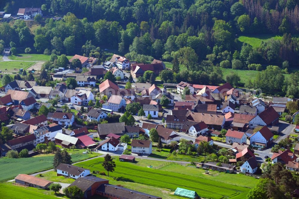 Hutzdorf from the bird's eye view: Village view in Hutzdorf in the state Hesse, Germany