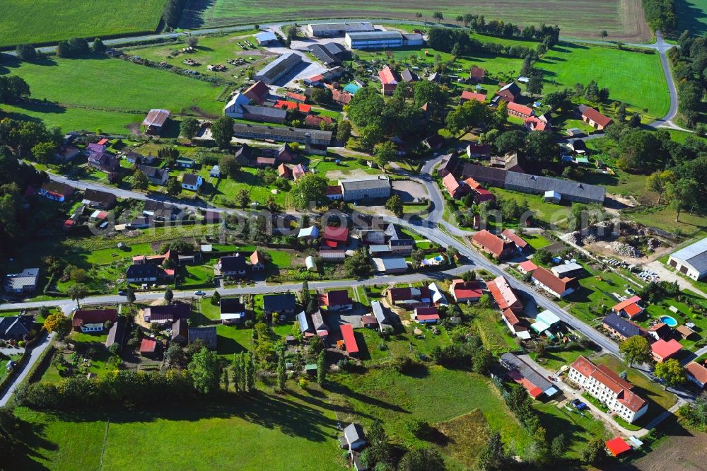 Karrenzin from above - Village view in Karrenzin in the state Mecklenburg - Western Pomerania, Germany