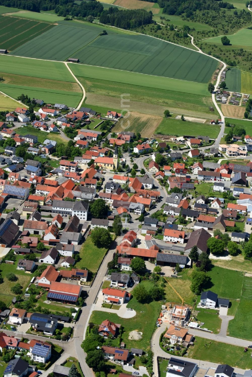 Kasing from above - Village view in Kasing in the state Bavaria, Germany