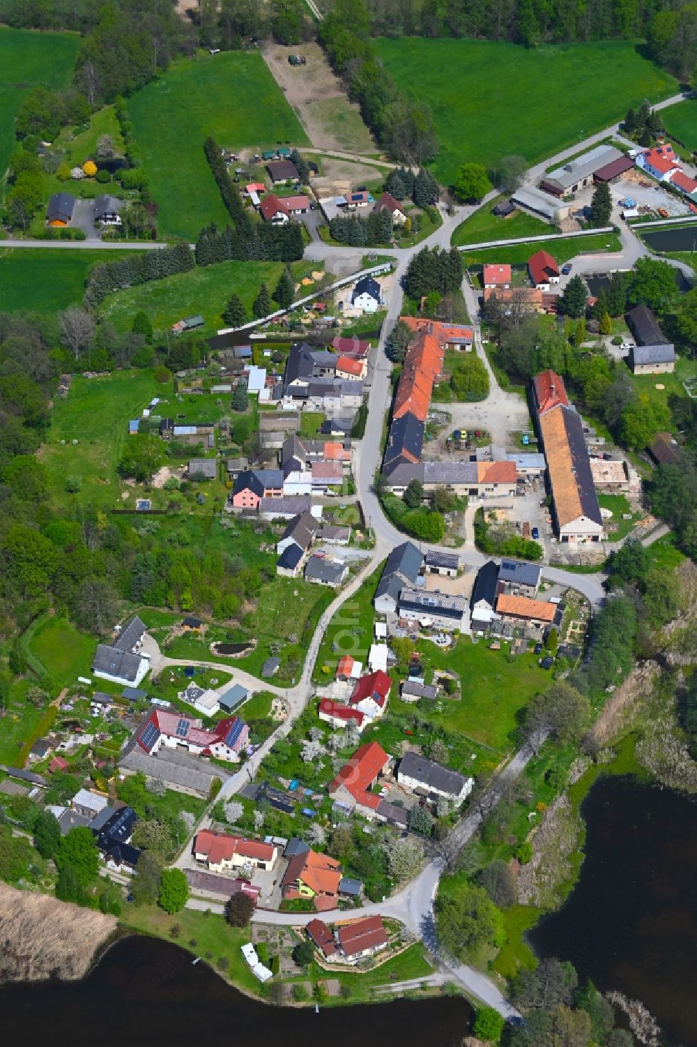 Aerial image Kauppa - Village view along Brunnenstrasse in Kauppa in the state Saxony, Germany