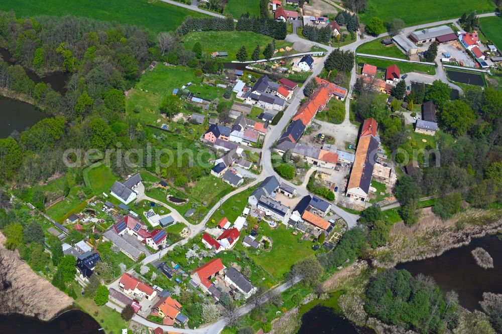 Aerial photograph Kauppa - Village view along Brunnenstrasse in Kauppa in the state Saxony, Germany