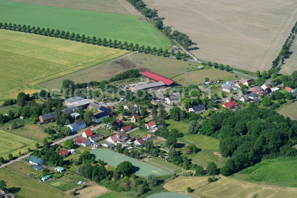 Küdow from above - Village view in Kuedow in the state Brandenburg, Germany