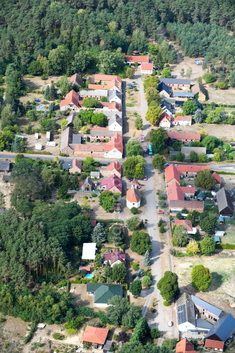 Aerial image Klausdorf - Village view in Klausdorf in the state Brandenburg, Germany