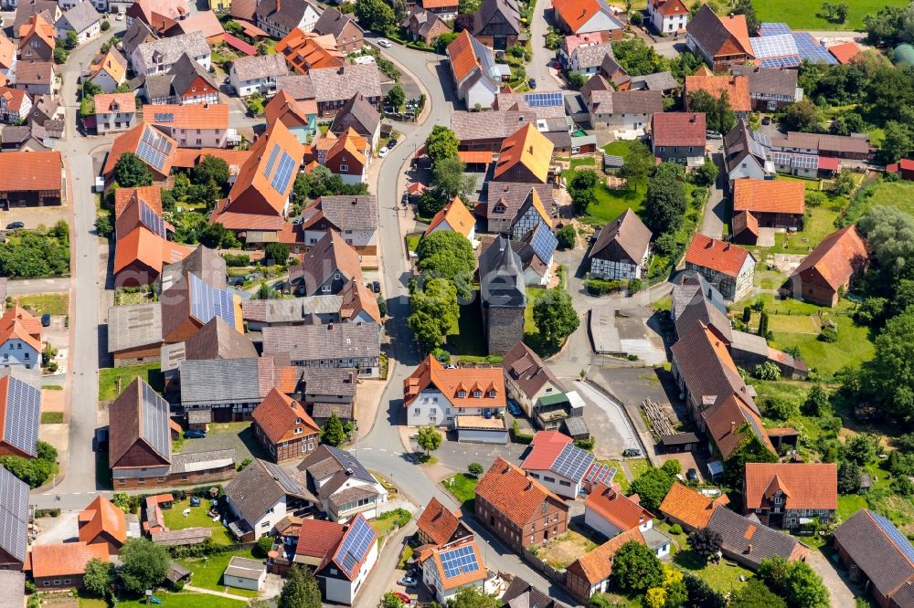 Külte from the bird's eye view: Village view in Kuelte in the state Hesse, Germany