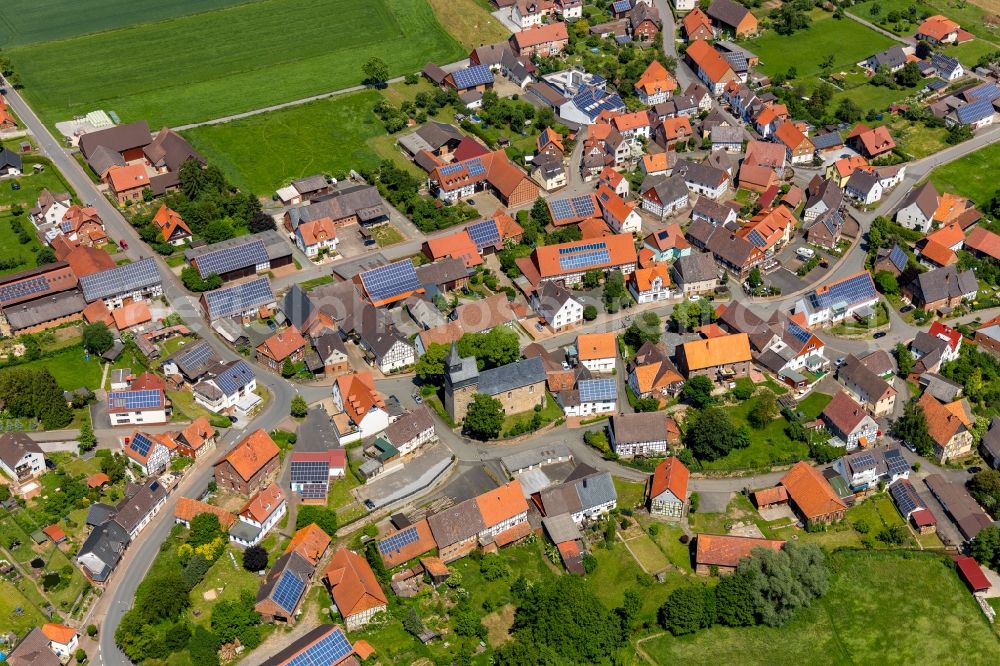 Külte from the bird's eye view: Village view in Kuelte in the state Hesse, Germany