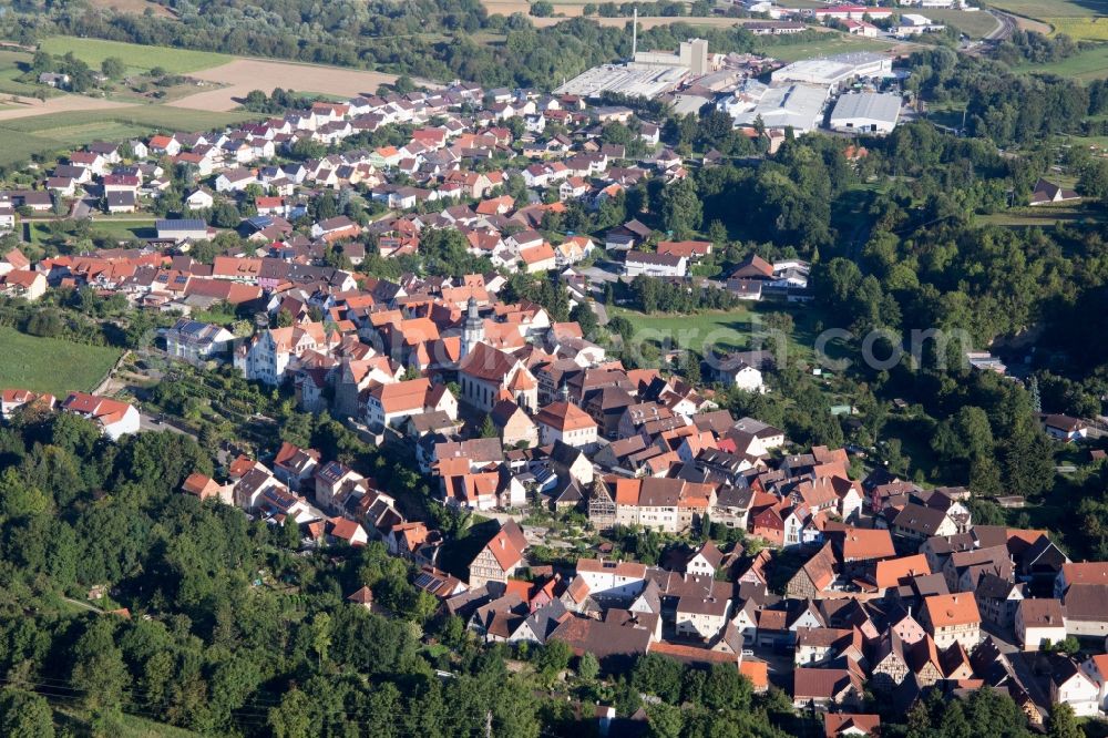 Kraichtal from the bird's eye view: Village view in Kraichtal in the state Baden-Wuerttemberg, Germany