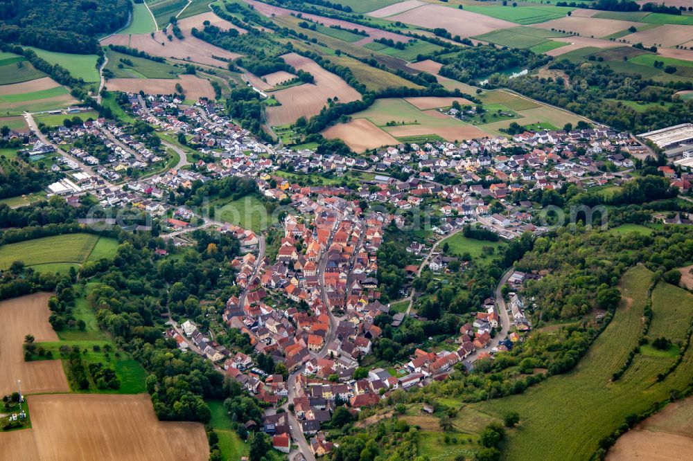 Aerial image Kraichtal - Village view in Kraichtal in the state Baden-Wuerttemberg, Germany