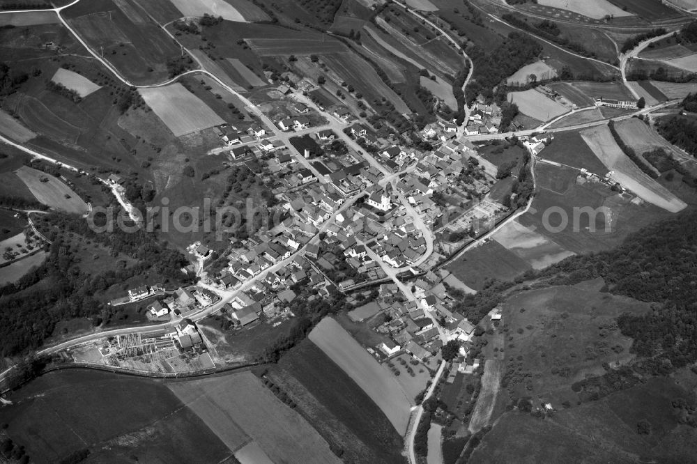 Aerial image Krum - Village view of Krum in the state Bavaria