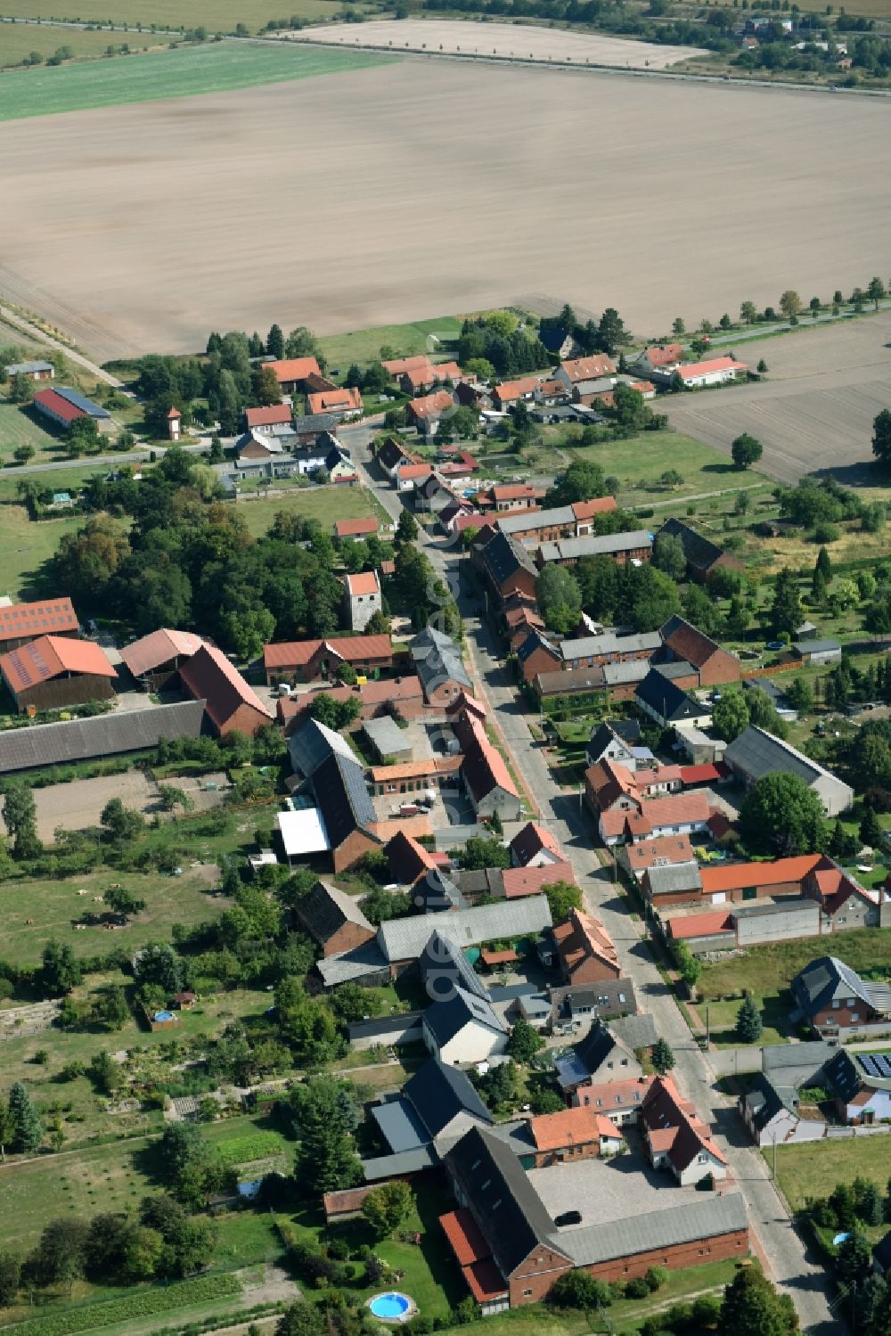 Käthen from the bird's eye view: Village view of Kaethen in the state Saxony-Anhalt