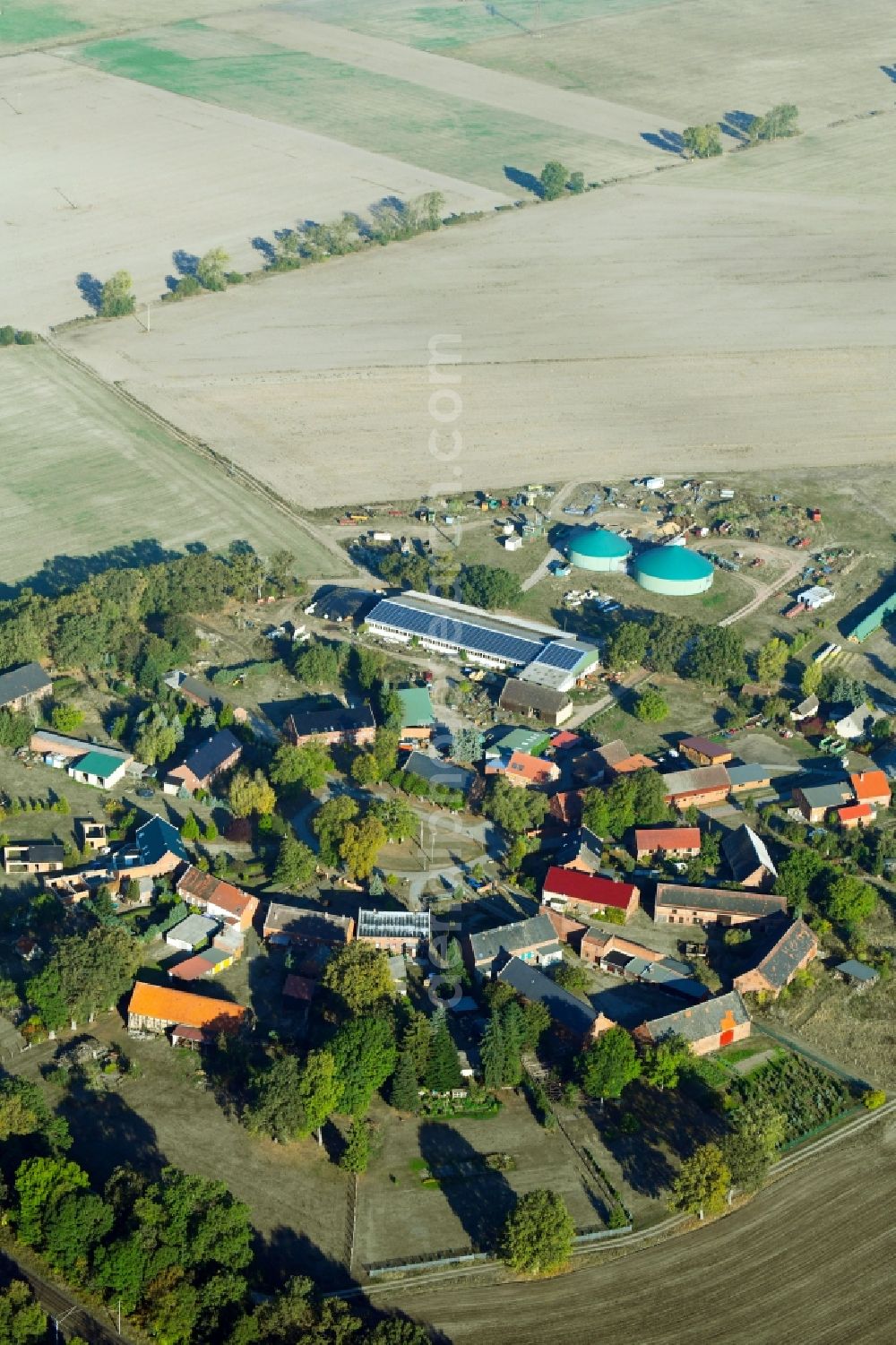 Kuhblank from above - Village view in Kuhblank in the state Brandenburg, Germany