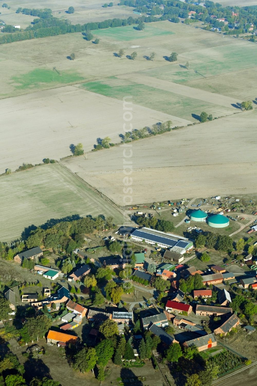 Kuhblank from the bird's eye view: Village view in Kuhblank in the state Brandenburg, Germany