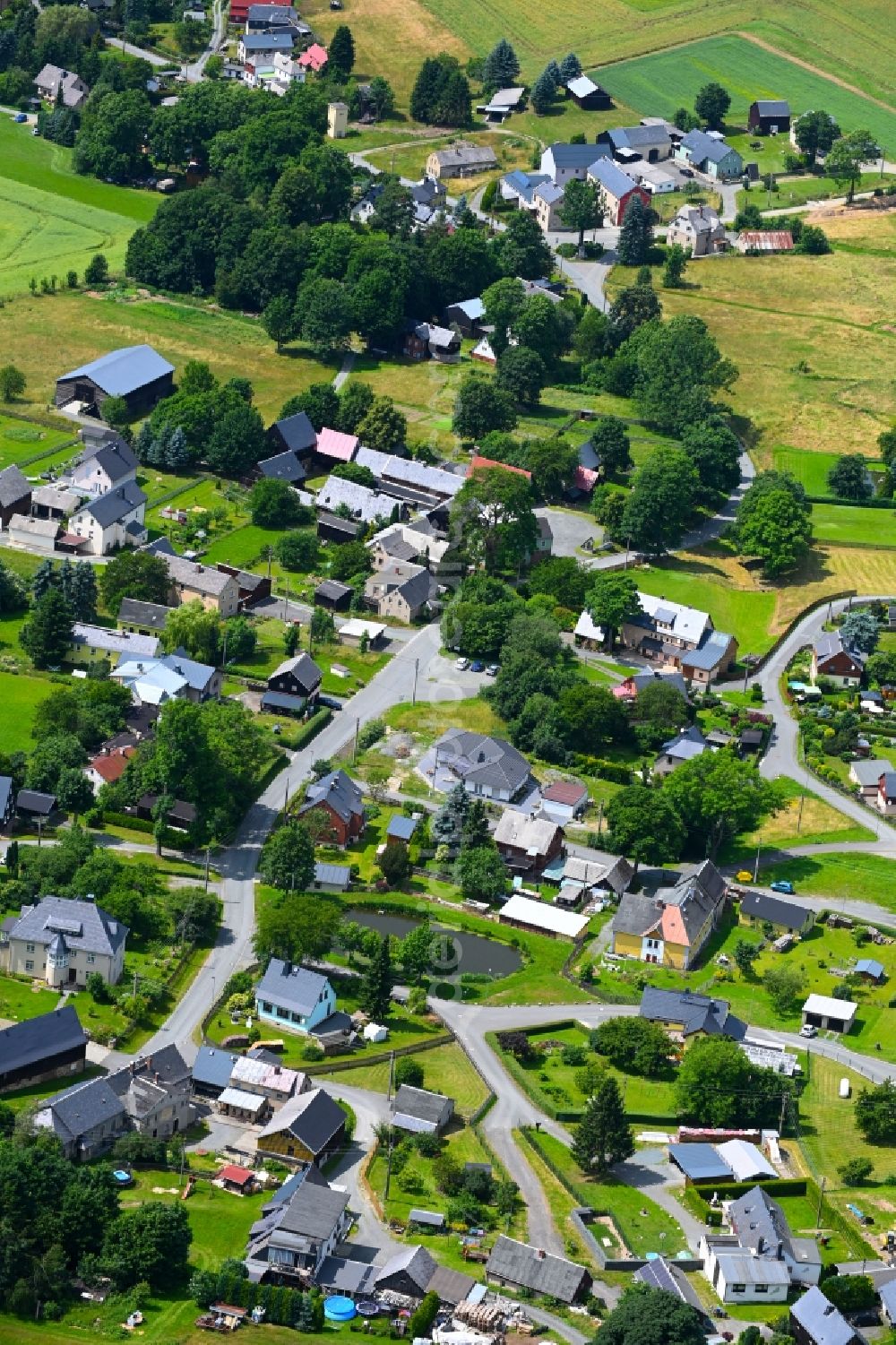 Landwüst from the bird's eye view: Village view in Landwuest in the state Saxony, Germany