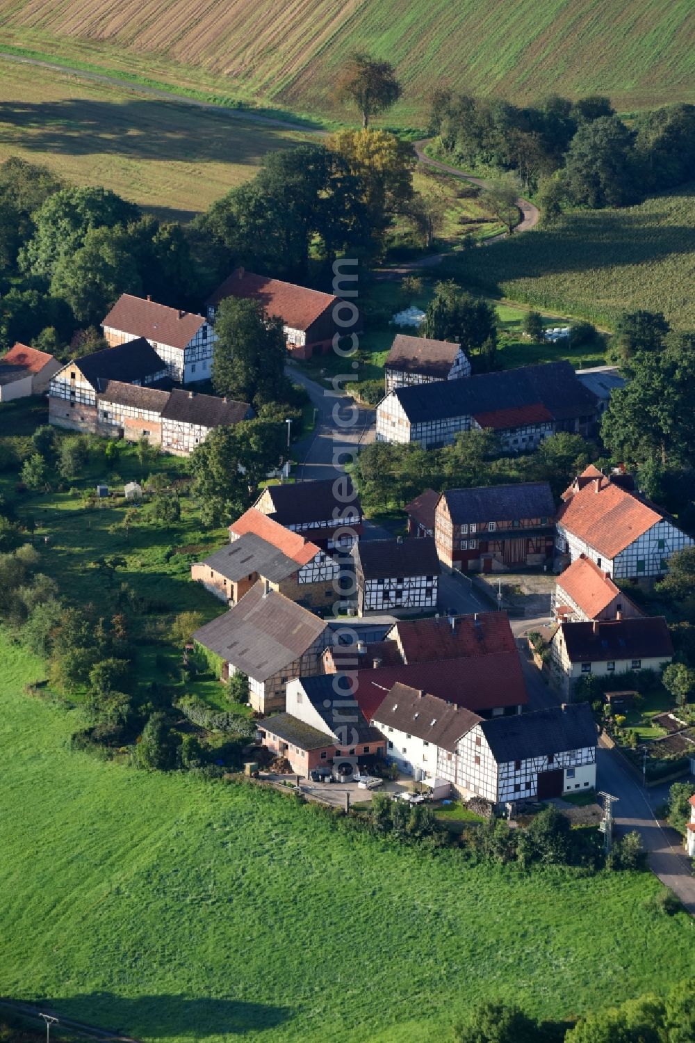 Lanertshausen from above - Village view in Lanertshausen in the state Hesse, Germany