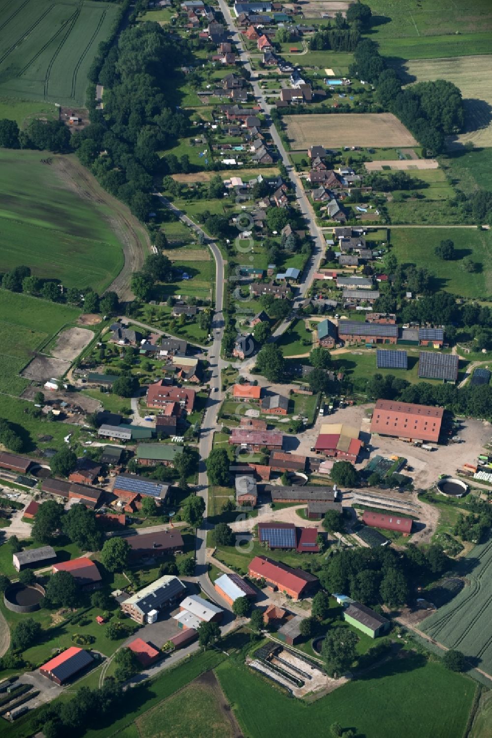 Lanze from the bird's eye view: Village view of Lanze in the state Schleswig-Holstein