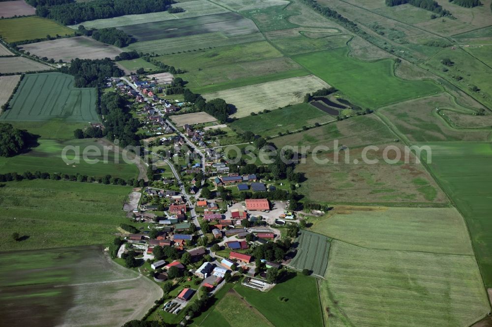 Lanze from the bird's eye view: Village view of Lanze in the state Schleswig-Holstein