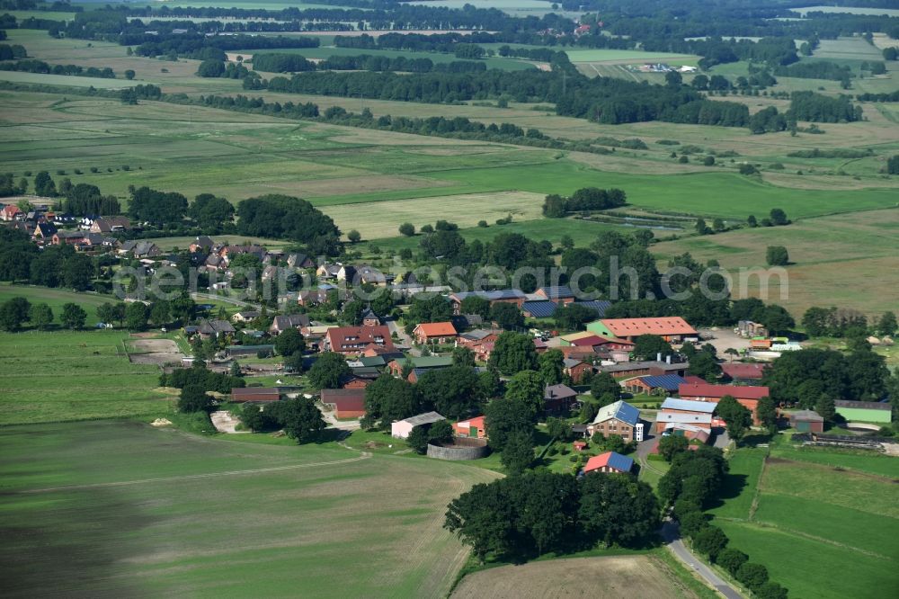 Lanze from the bird's eye view: Village view of Lanze in the state Schleswig-Holstein