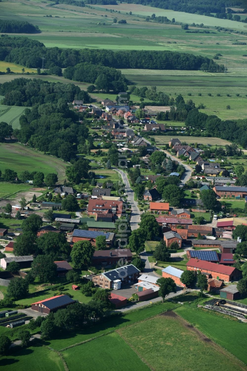 Lanze from the bird's eye view: Village view of Lanze in the state Schleswig-Holstein