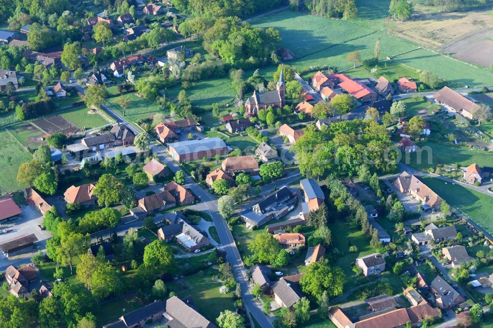 Lehmke from above - Village view in Lehmke in the state Lower Saxony, Germany