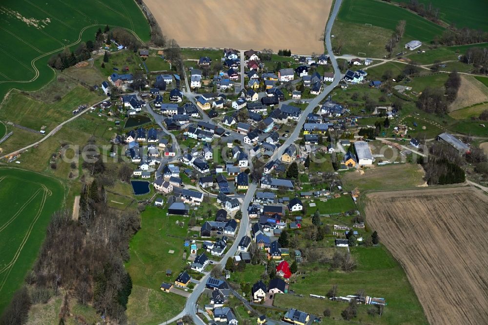 Lichtenbrunn from above - Village view Lichtenbrunn in the state Thuringia, Germany