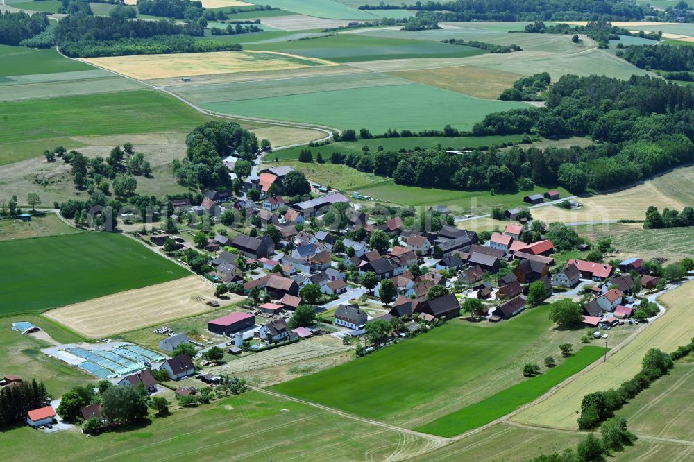 Lochau from the bird's eye view: Village view in Lochau in the state Bavaria, Germany