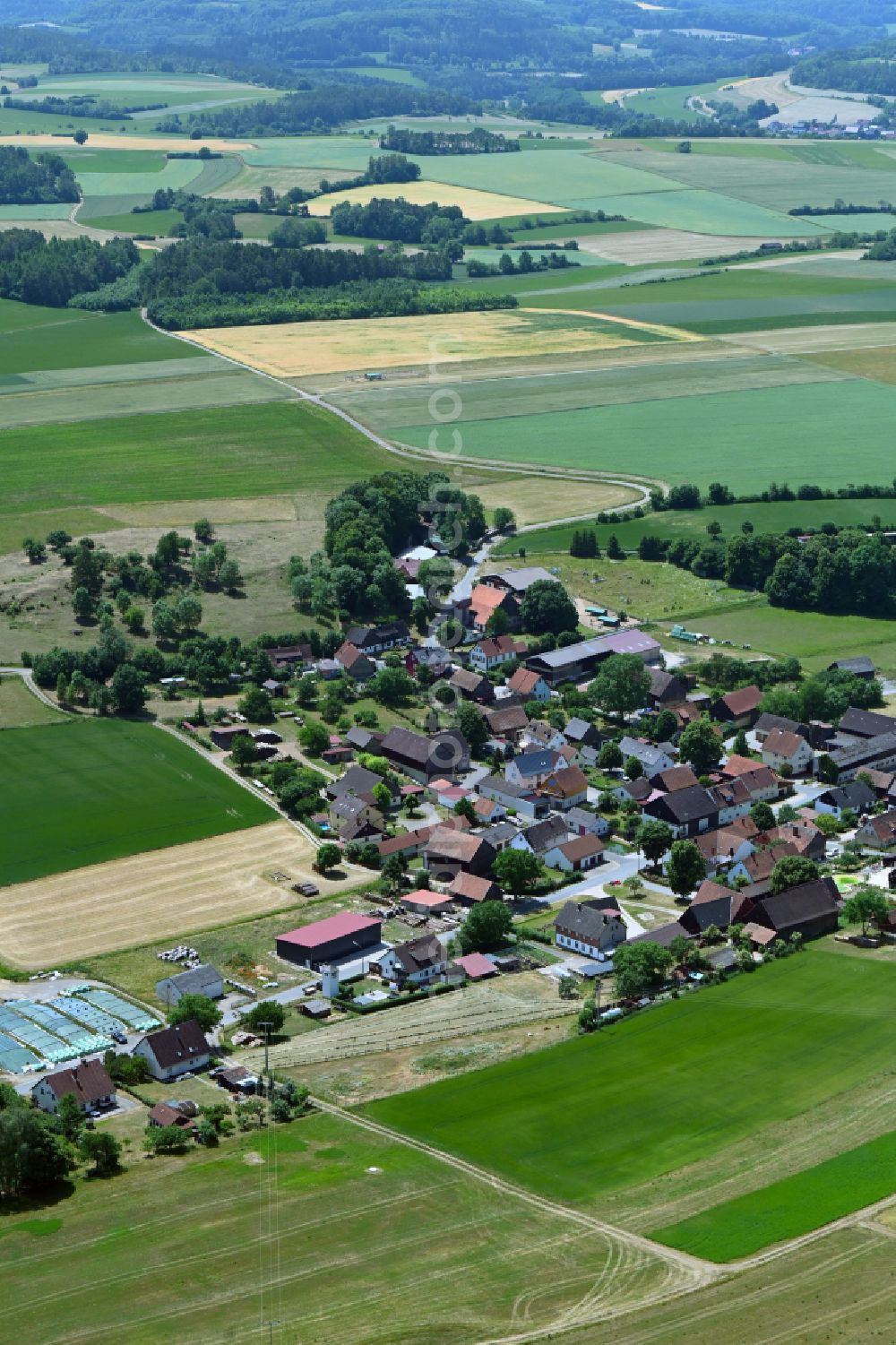 Aerial image Lochau - Village view in Lochau in the state Bavaria, Germany