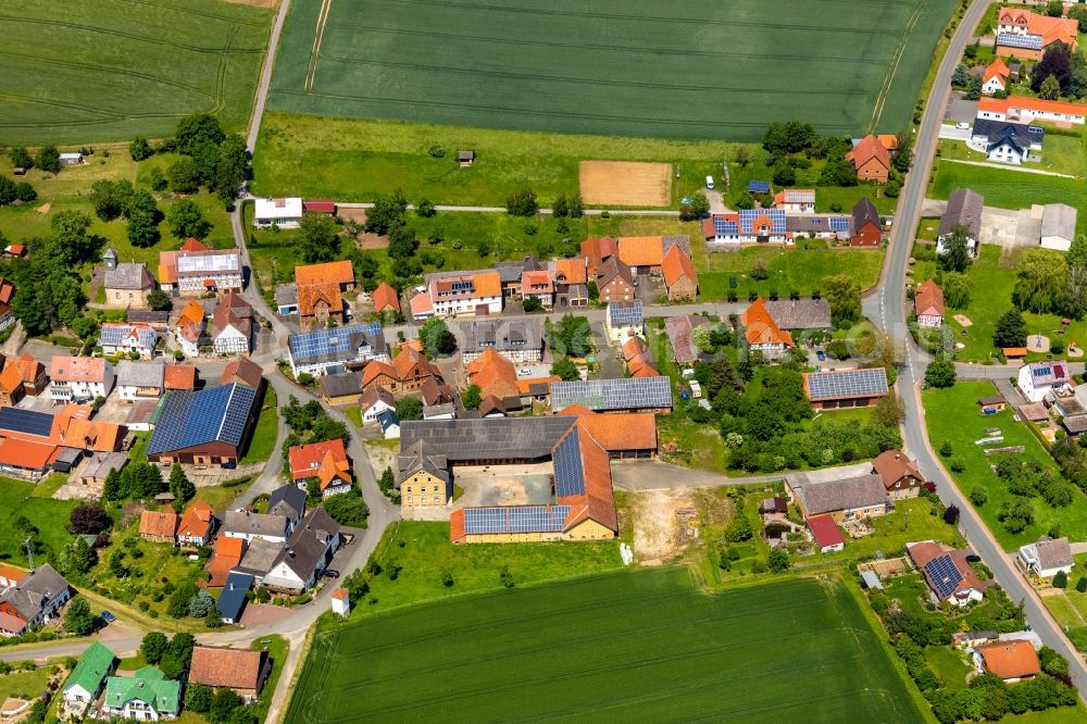 Lütersheim from the bird's eye view: Village view in Luetersheim in the state Hesse, Germany