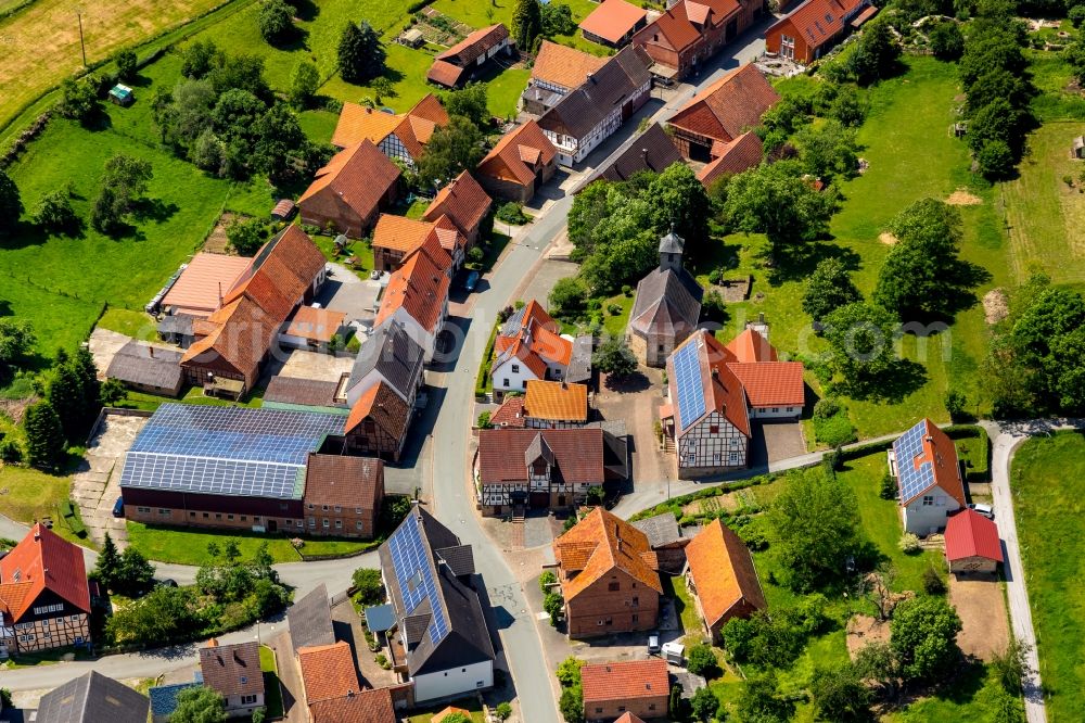 Lütersheim from above - Village view in Luetersheim in the state Hesse, Germany