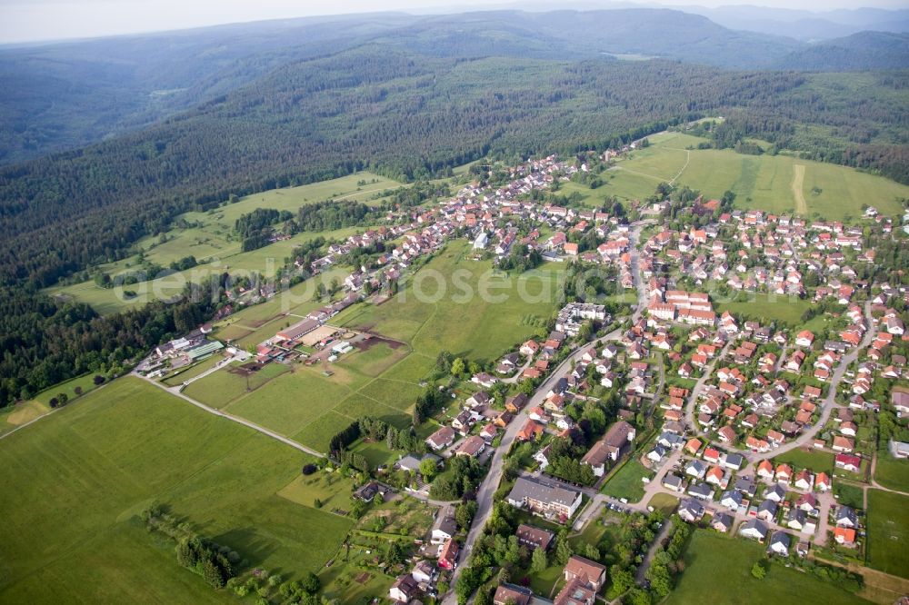 Dobel from above - Village - view on the edge of agricultural fields and farmland in Dobel in the state Baden-Wuerttemberg