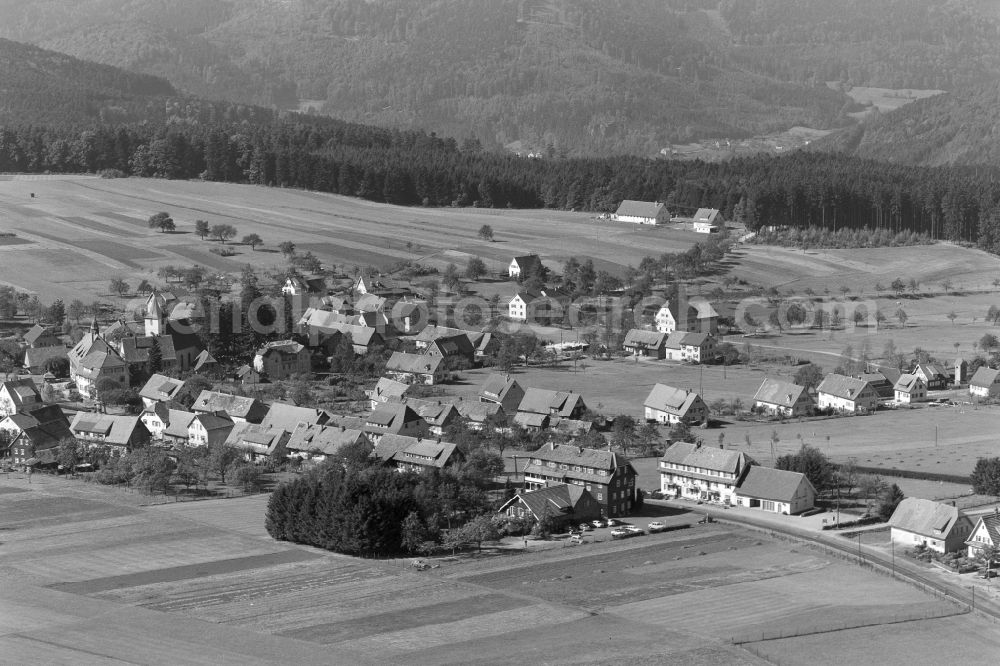 Aerial photograph Dobel - Village - view on the edge of agricultural fields and farmland in Dobel in northern Black Forest in the state Baden-Wuerttemberg